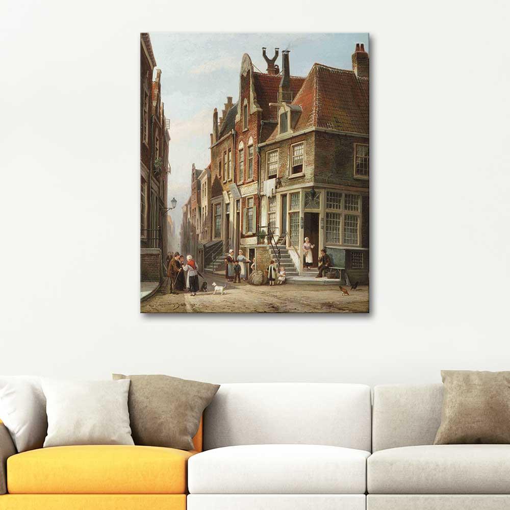 Cornelis Christiaan Dommersen Yahudi Mahallesi Amsterdam Kanvas Tablo