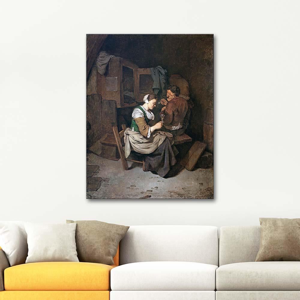 Cornelis Pietersz Bega Şarap Kadehi ile Kadın Kanvas Tablo