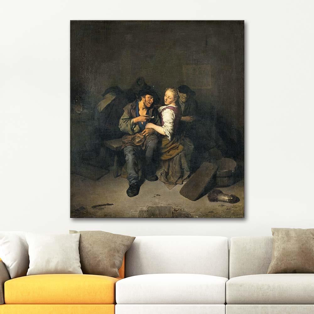 Cornelis Pietersz Bega Tavernada Genç Çift Kanvas Tablo