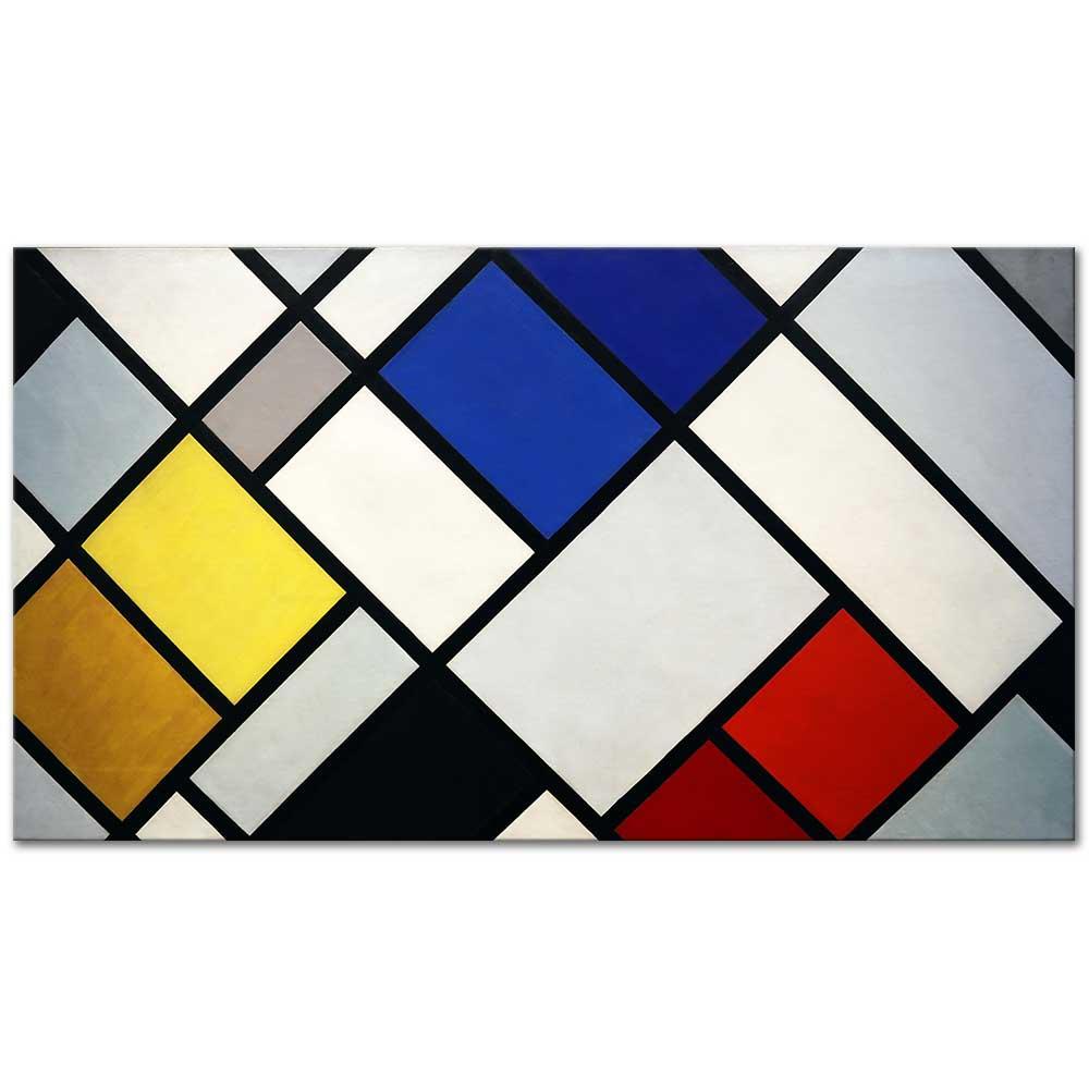 Theo van Doesburg Kontra Kompozisyon XVI Kanvas Tablo