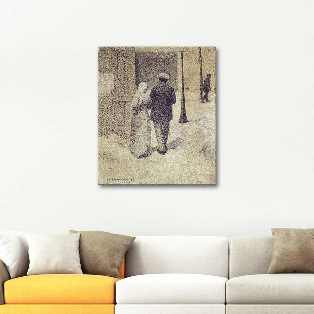 Charles Angrand Sokakta Adam ve Kadın Kanvas Tablo