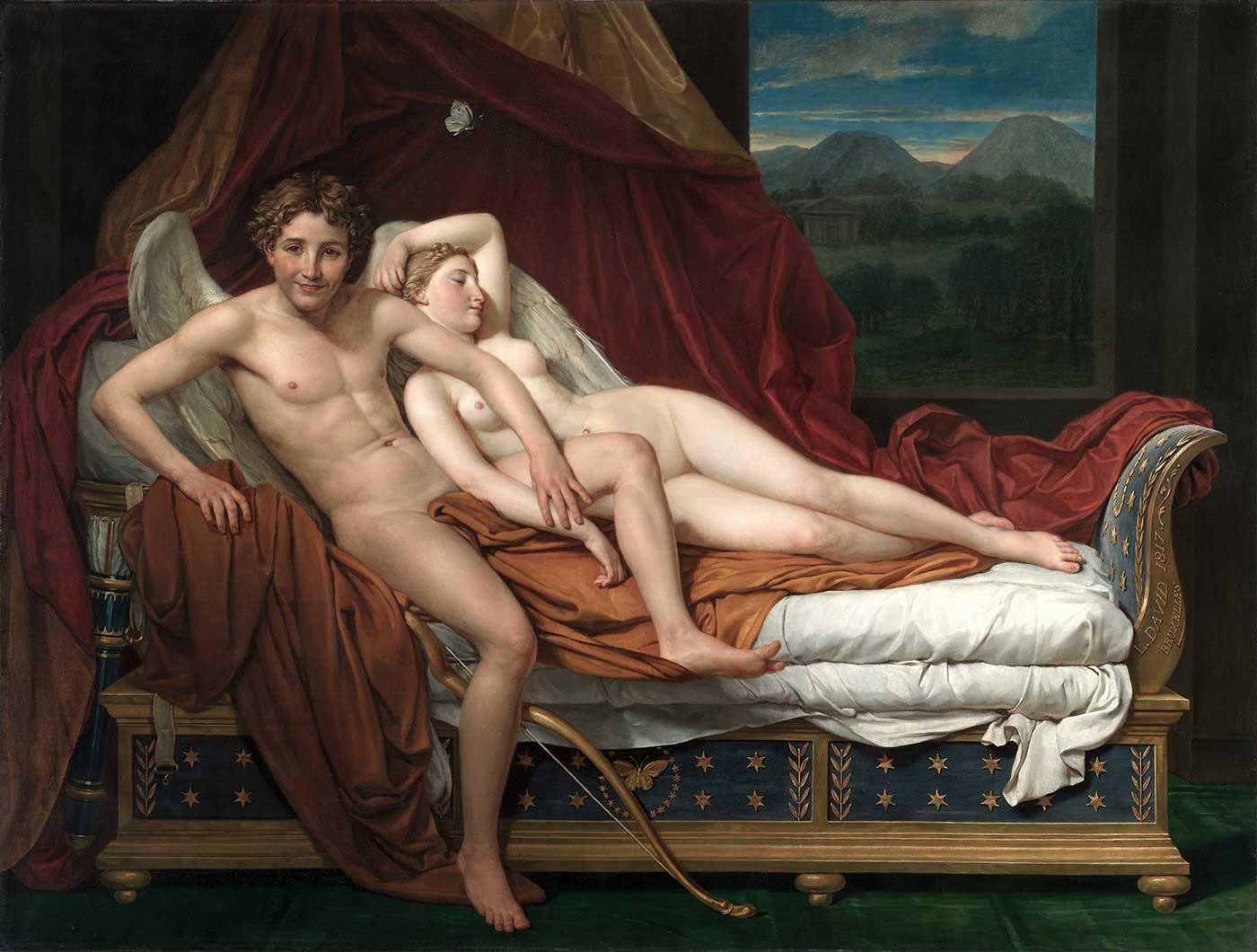 Jacques Louis David Cupid ve Psyche Kanvas Tablo