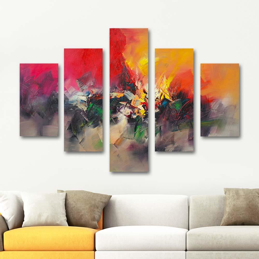 Dağılım Kompozisyon 5 Parçalı Set Kanvas Tablo