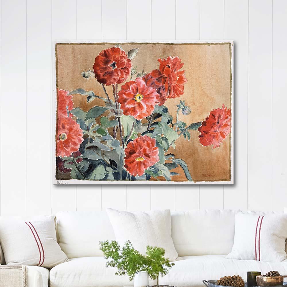 Dahlias by Hannah Borger Overbeck as Art Print