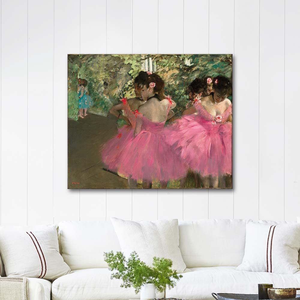 Edgar Degas Pembe Elbiseli Balerinler Kanvas Tablo