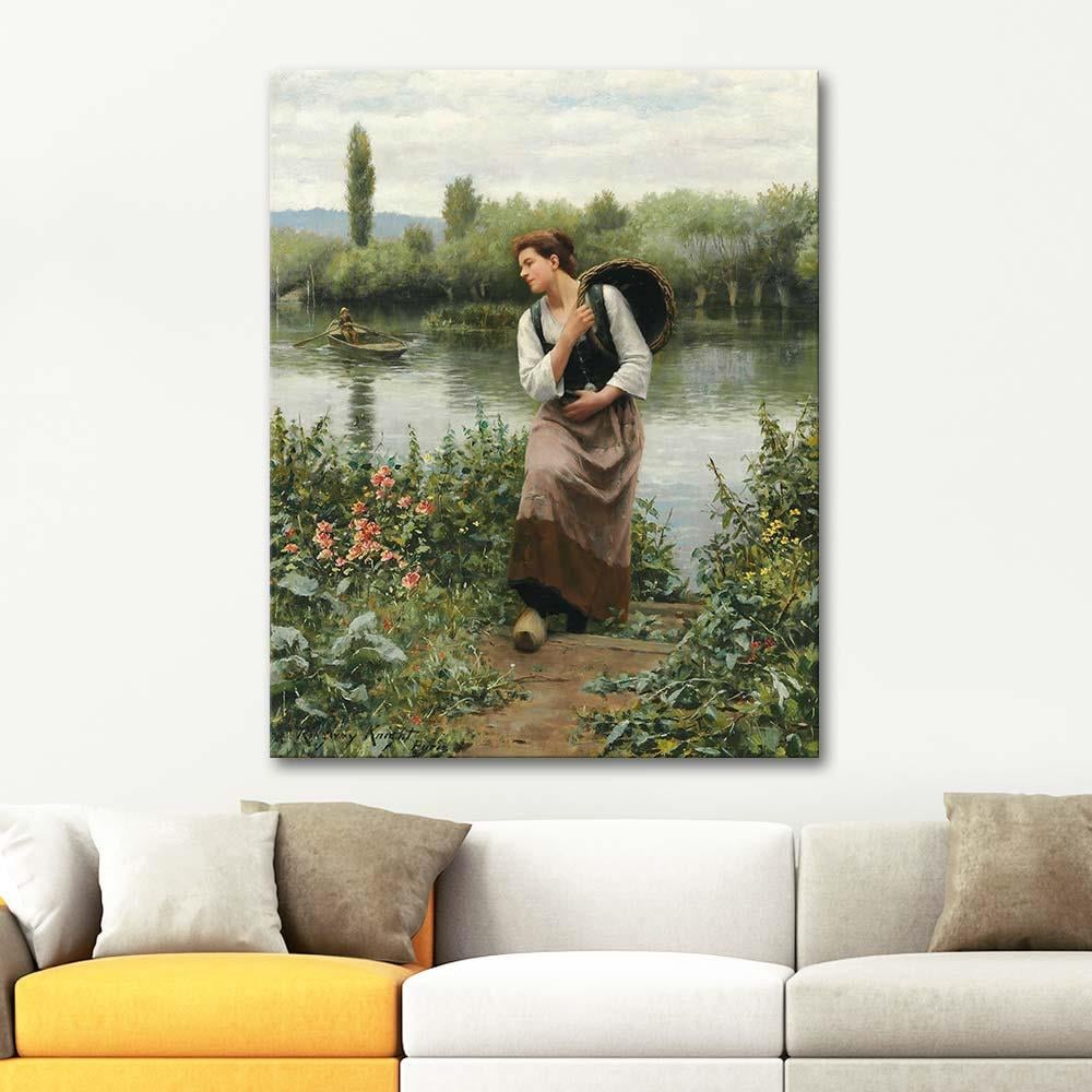 Daniel Ridgway Knight Sepetli Kadın Kanvas Tablo