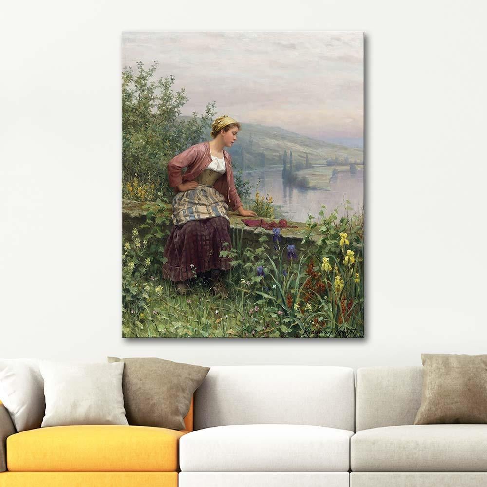 Daniel Ridgway Knight Dereyi Seyreden Britanyalı Kız Kanvas Tablo