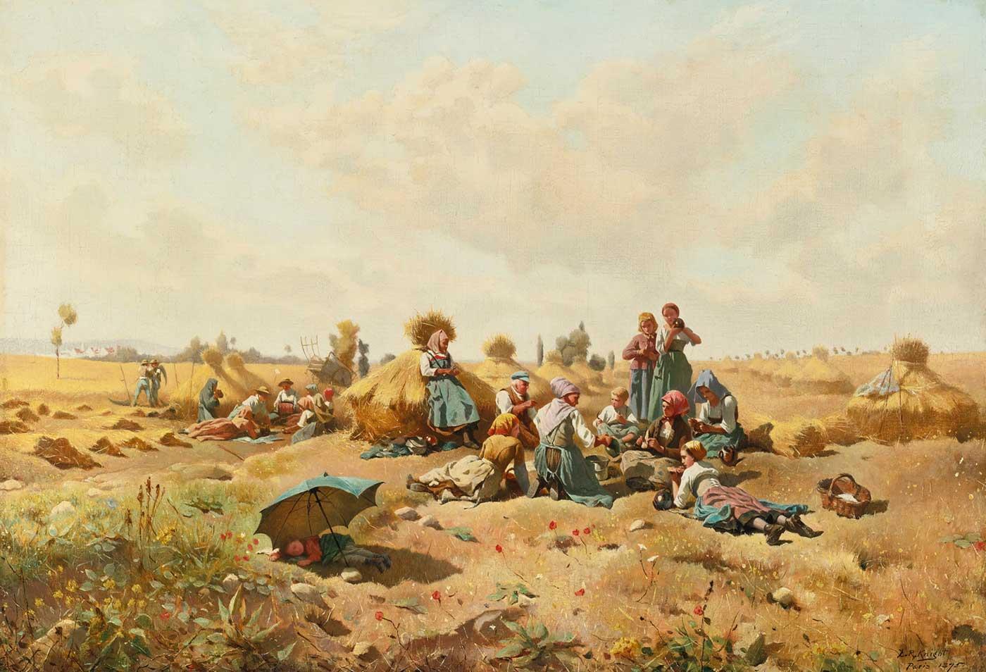 Daniel Ridgway Knight Çiftçilerin Molası Kanvas Tablo