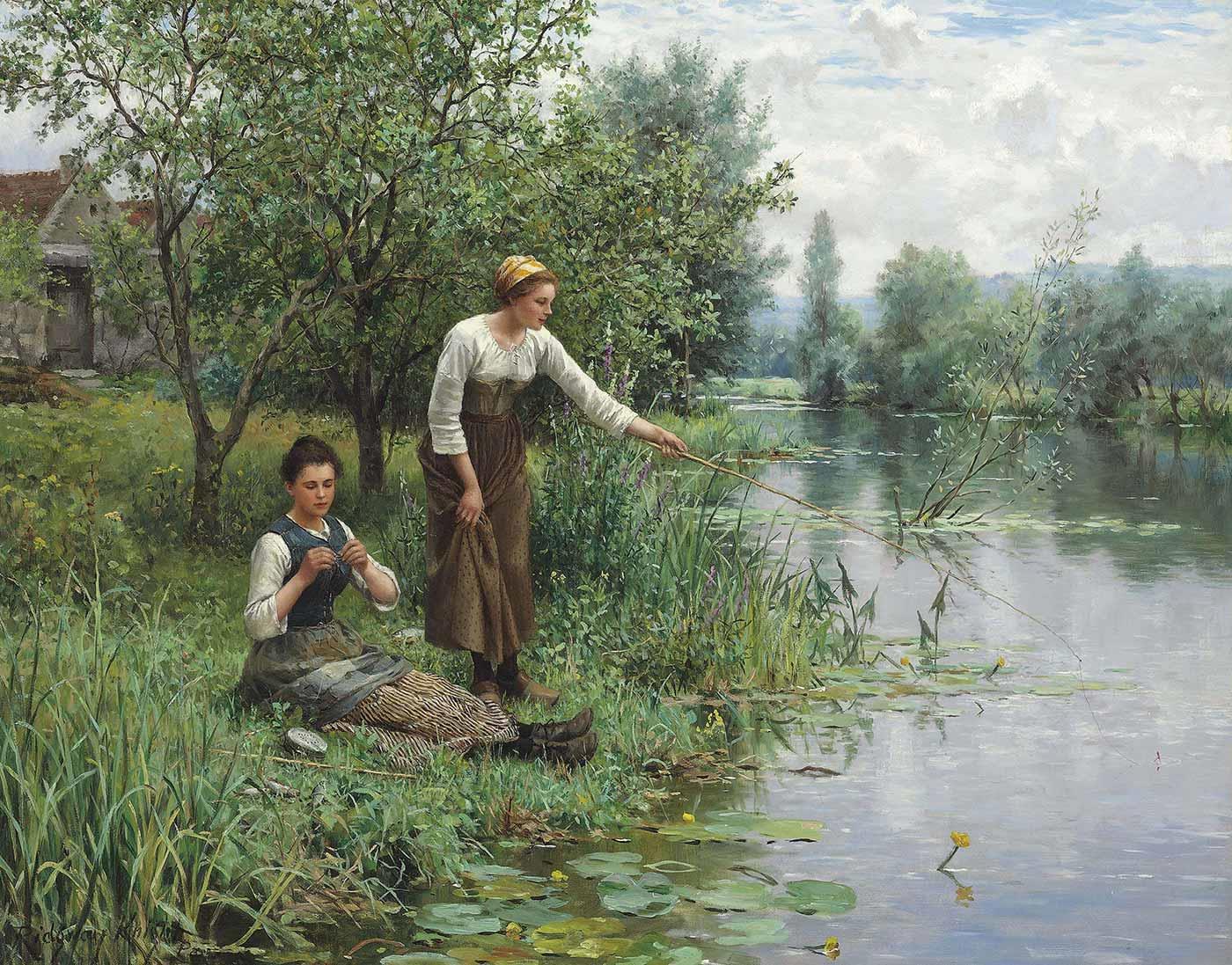 Daniel Ridgway Knight Balık Avlayan Kadınlar Kanvas Tablo