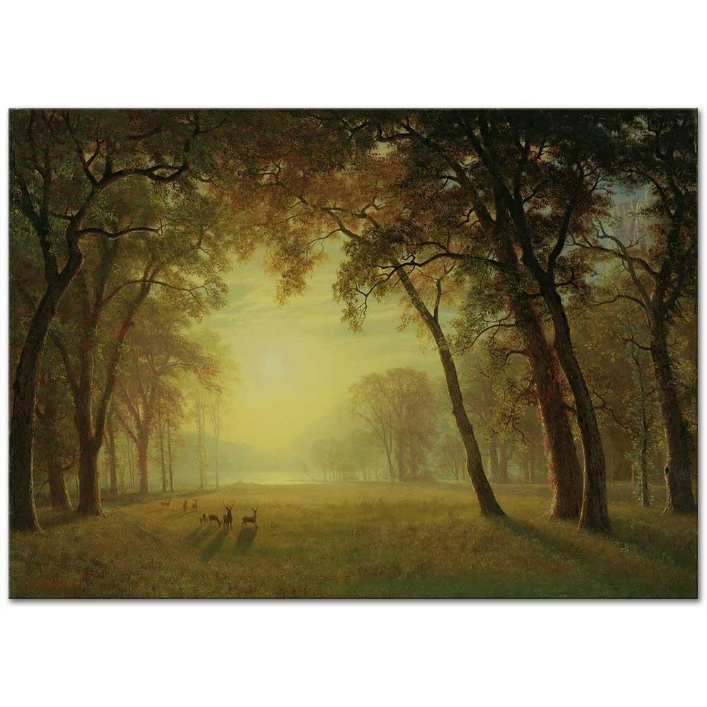 Deer in a Clearing, Yosemite by Albert Bierstadt as Art Print