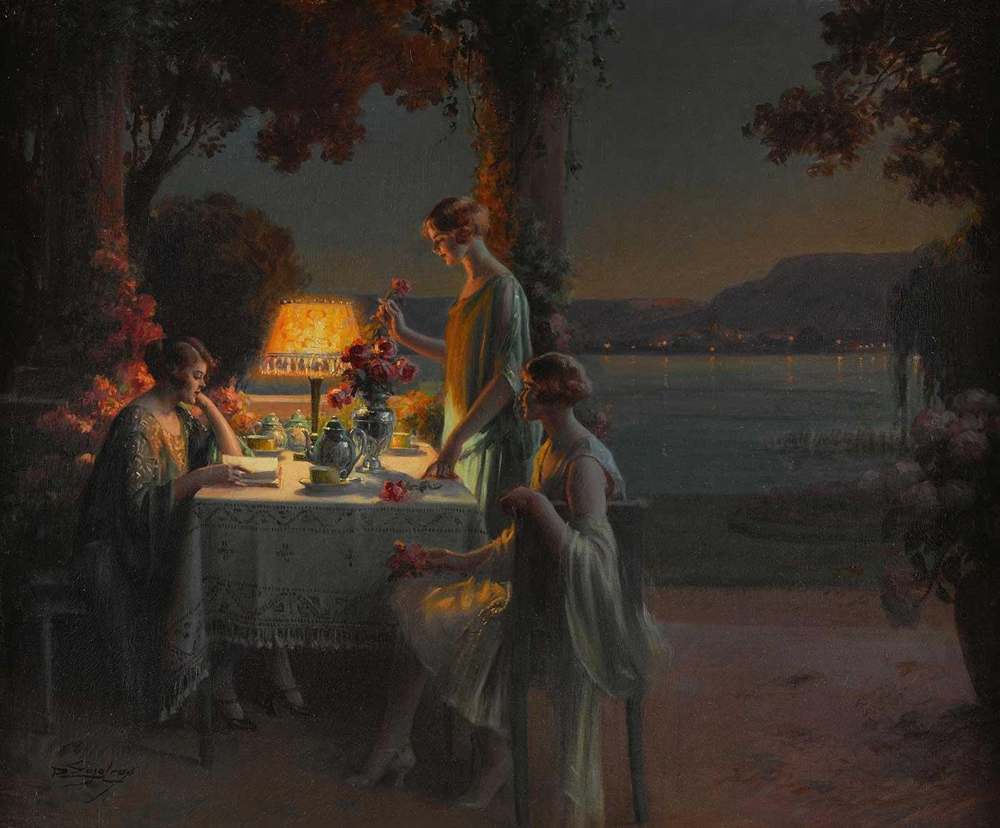 Delphin Enjolras Jeunes Femmes au Bord du Lac Art Print