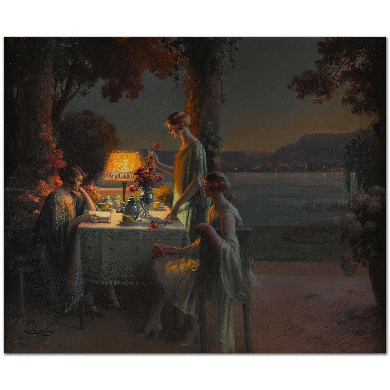 Delphin Enjolras Jeunes Femmes au Bord du Lac Art Print