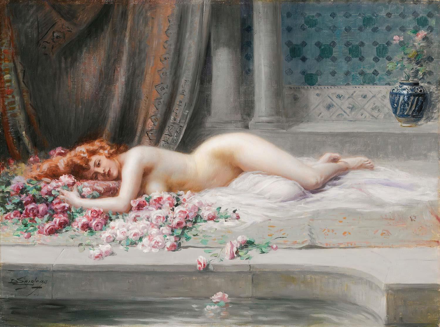 Delphin Enjolras Yatan Nü Kanvas Tablo