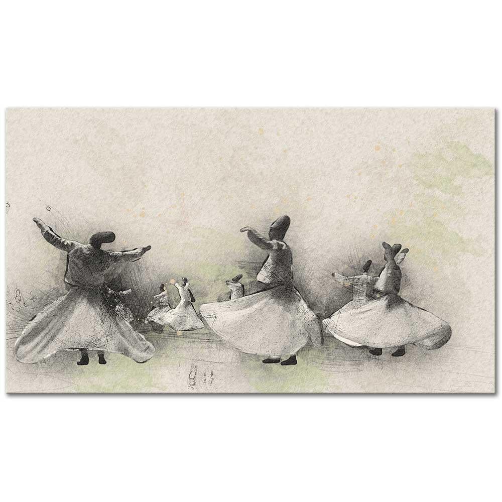 Semazenler Desen Özel Tasarım Kanvas Tablo