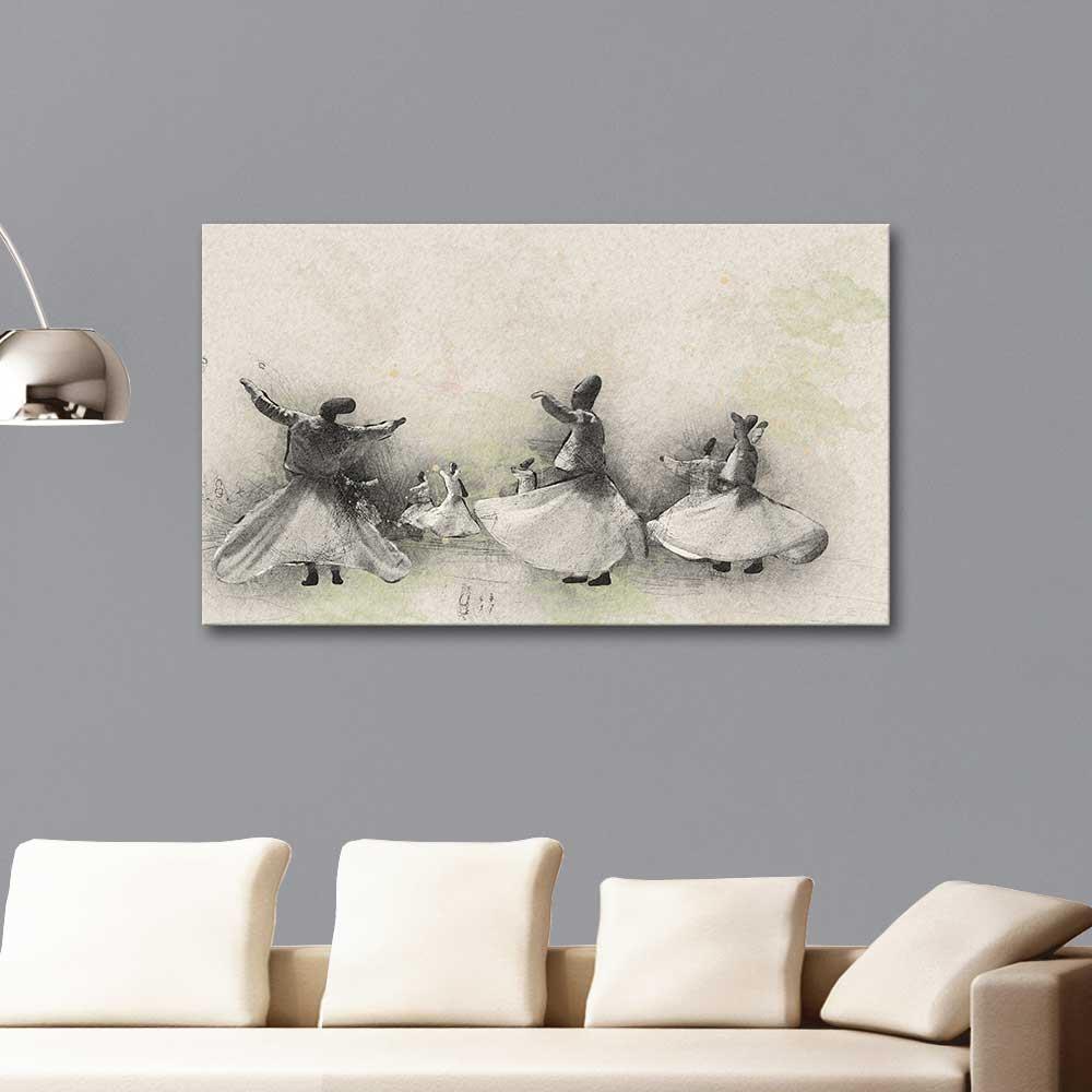 Semazenler Desen Özel Tasarım Kanvas Tablo