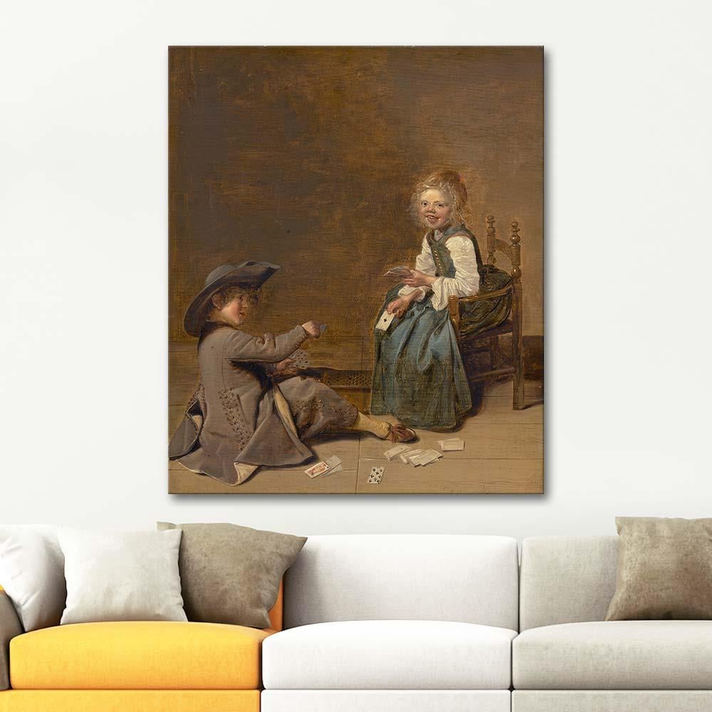 Dirck Hals Children Playing Cards Art Print