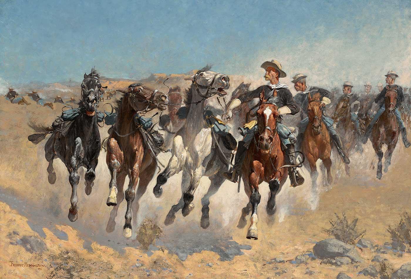 Frederic Remington Sürü Başını Yönlendiren Askerler Kanvas Tablo