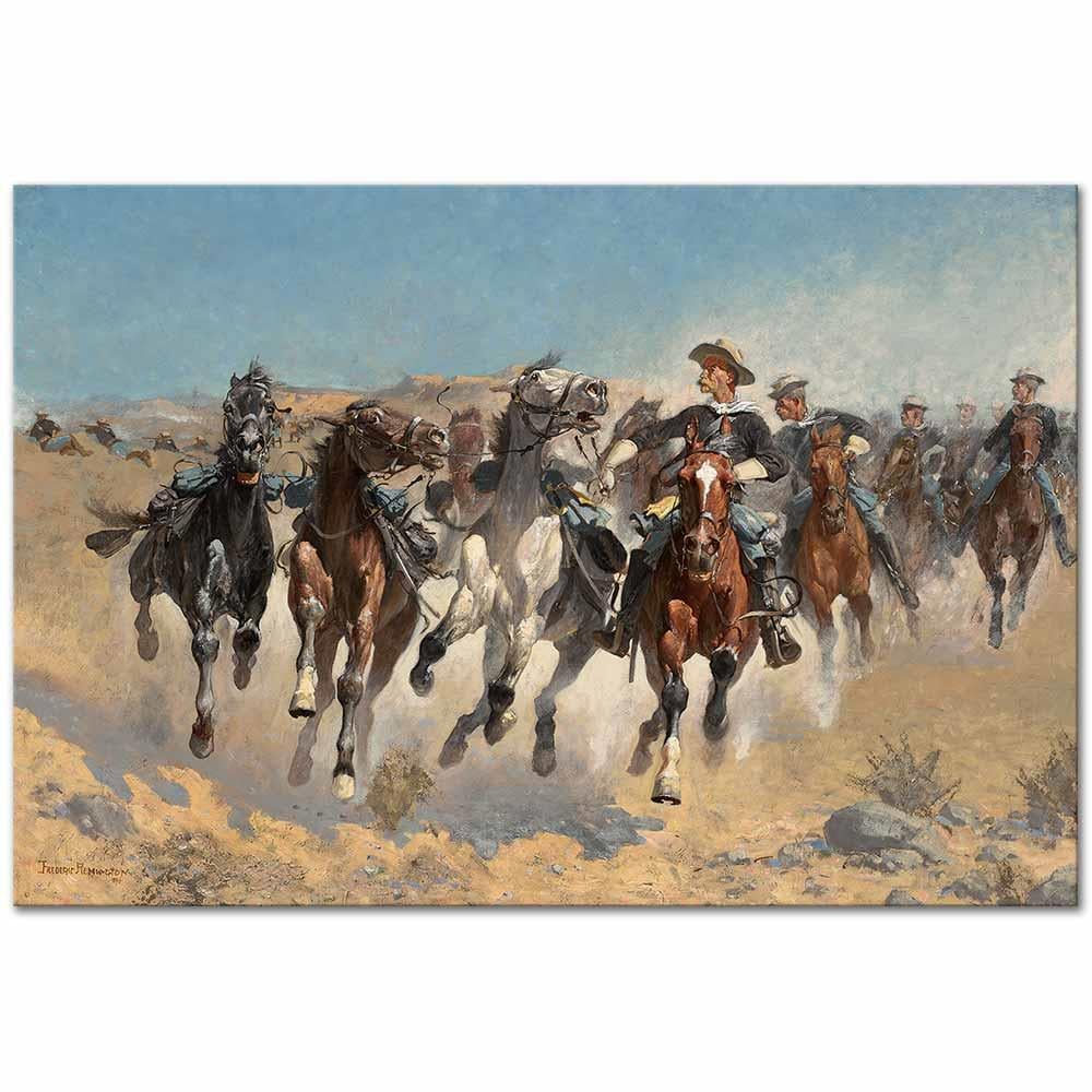 Frederic Remington Sürü Başını Yönlendiren Askerler Kanvas Tablo