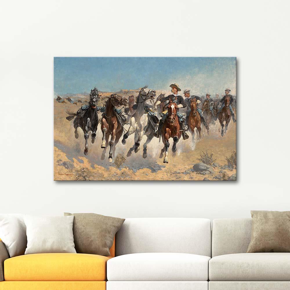 Frederic Remington Sürü Başını Yönlendiren Askerler Kanvas Tablo