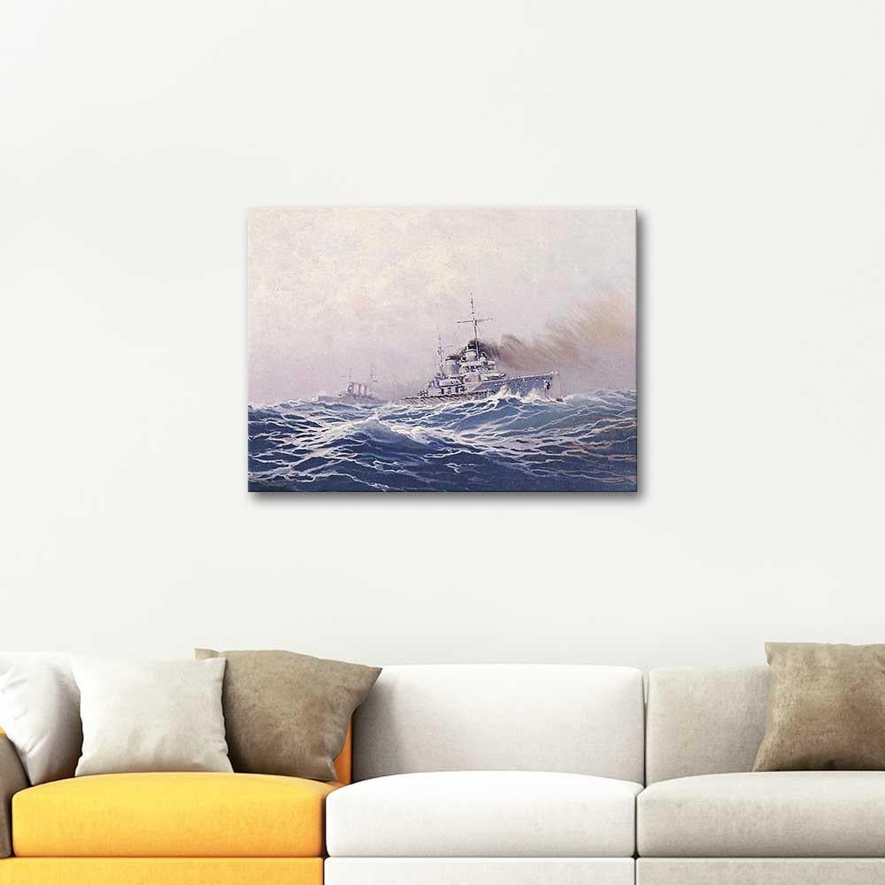 Battle Ship at the Open Sea by Diyarbakirli Tahsin as Art Print