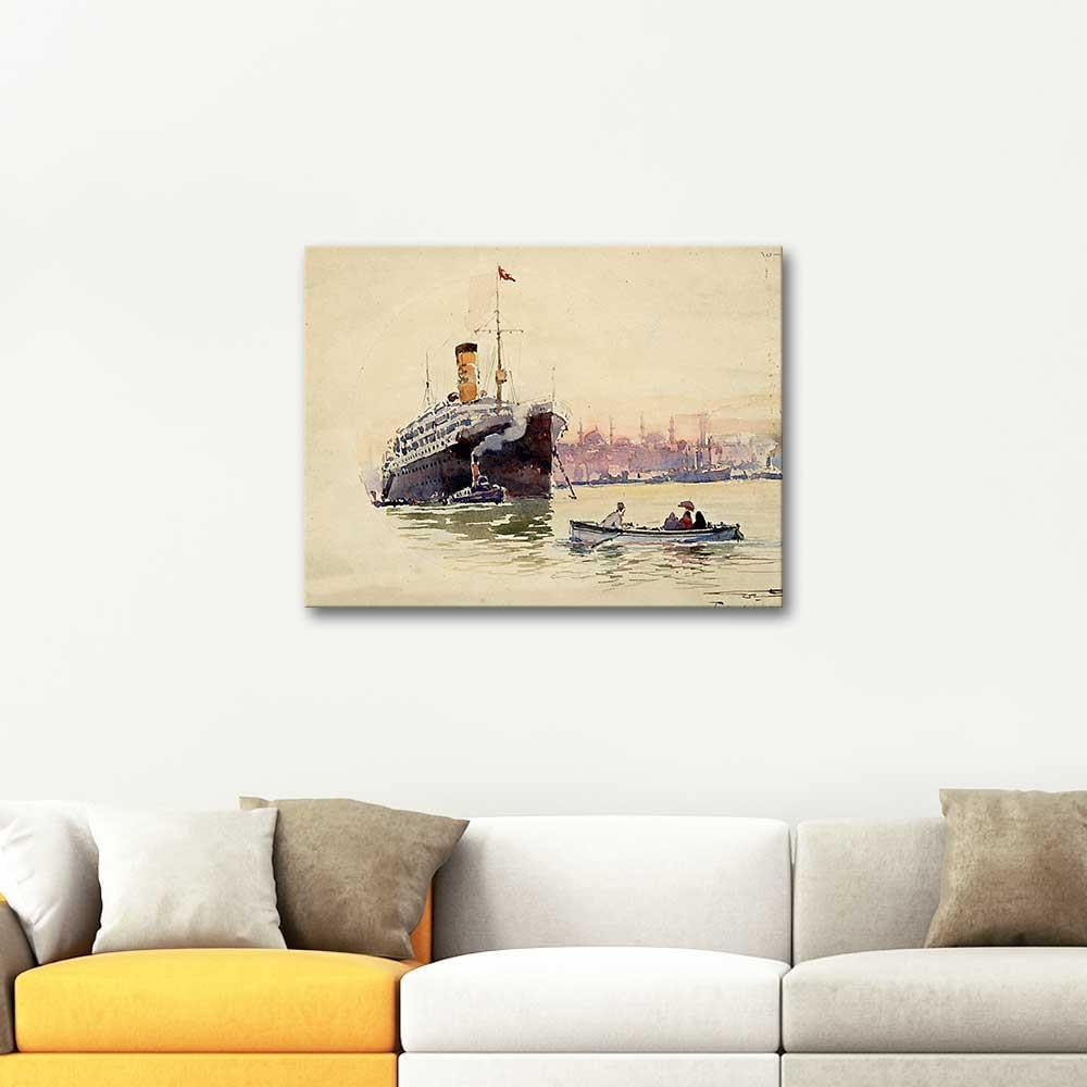 Diyarbakırlı Tahsin Istanbul'da Yolcu Gemisi Kanvas Tablo