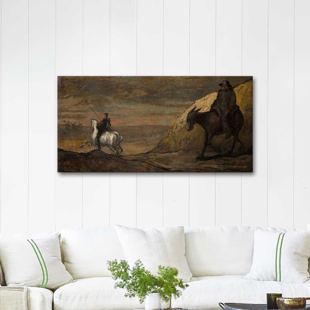 Honore Daumier Don Kişot ve Değirmenler Kanvas Tablo