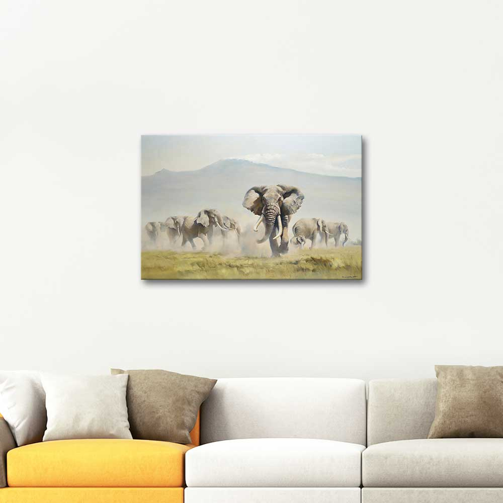 Donald Grant Elephant Charge Art Print
