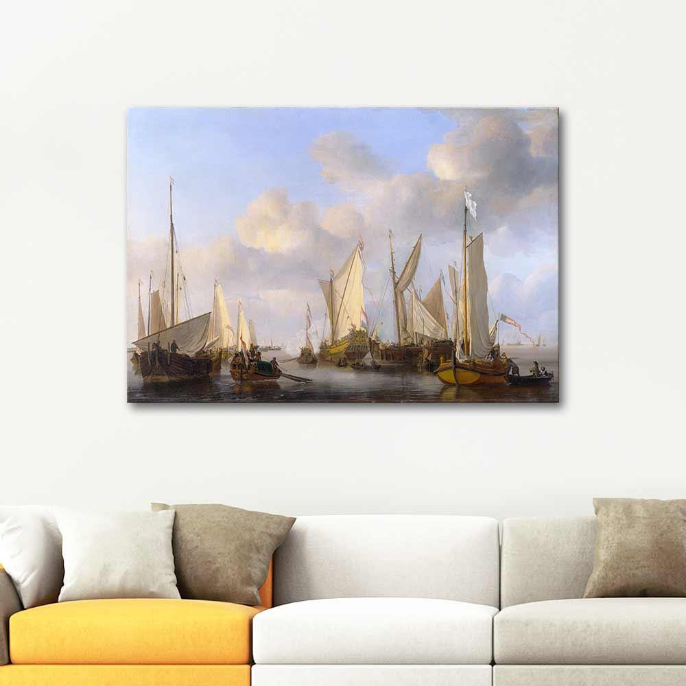 Dutch Ship and the Boats by Willem van de Velde as Art Print