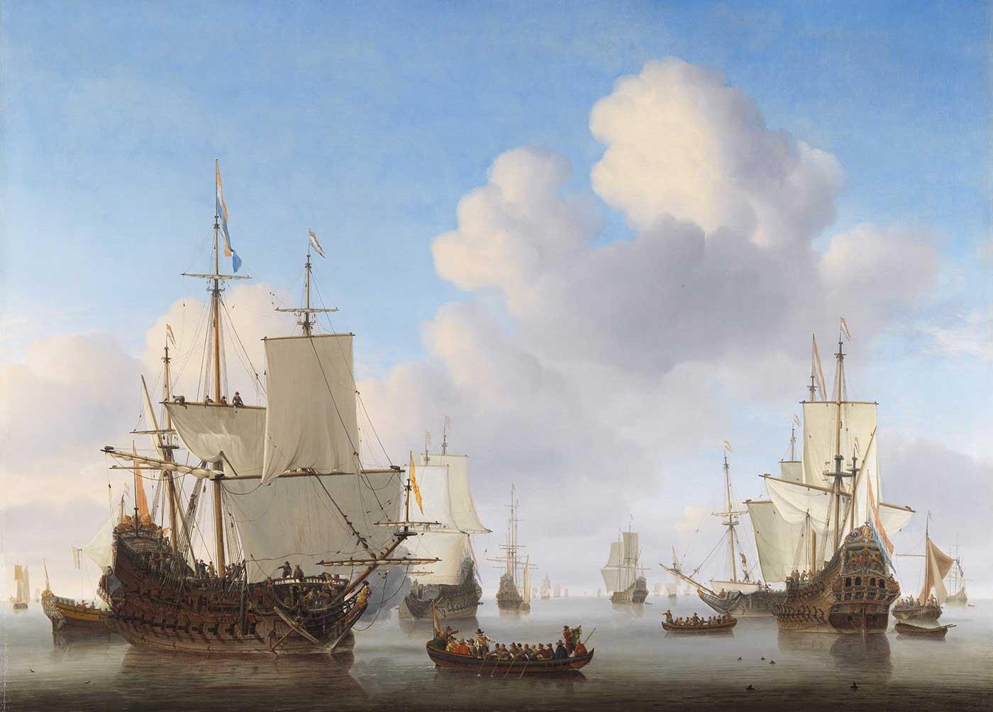 Dutch Ships in a Calm Sea by Willem van de Velde