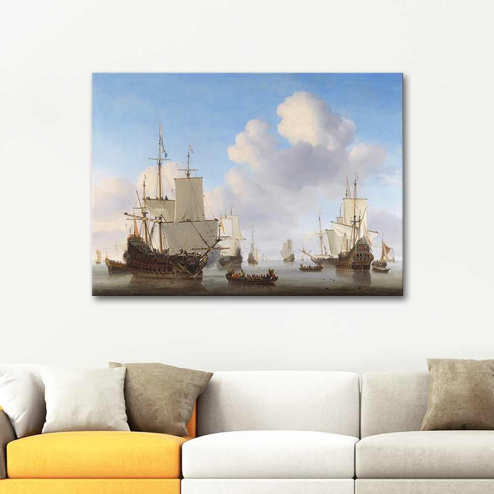 Dutch Ships in a Calm Sea by Willem van de Velde as Art Print