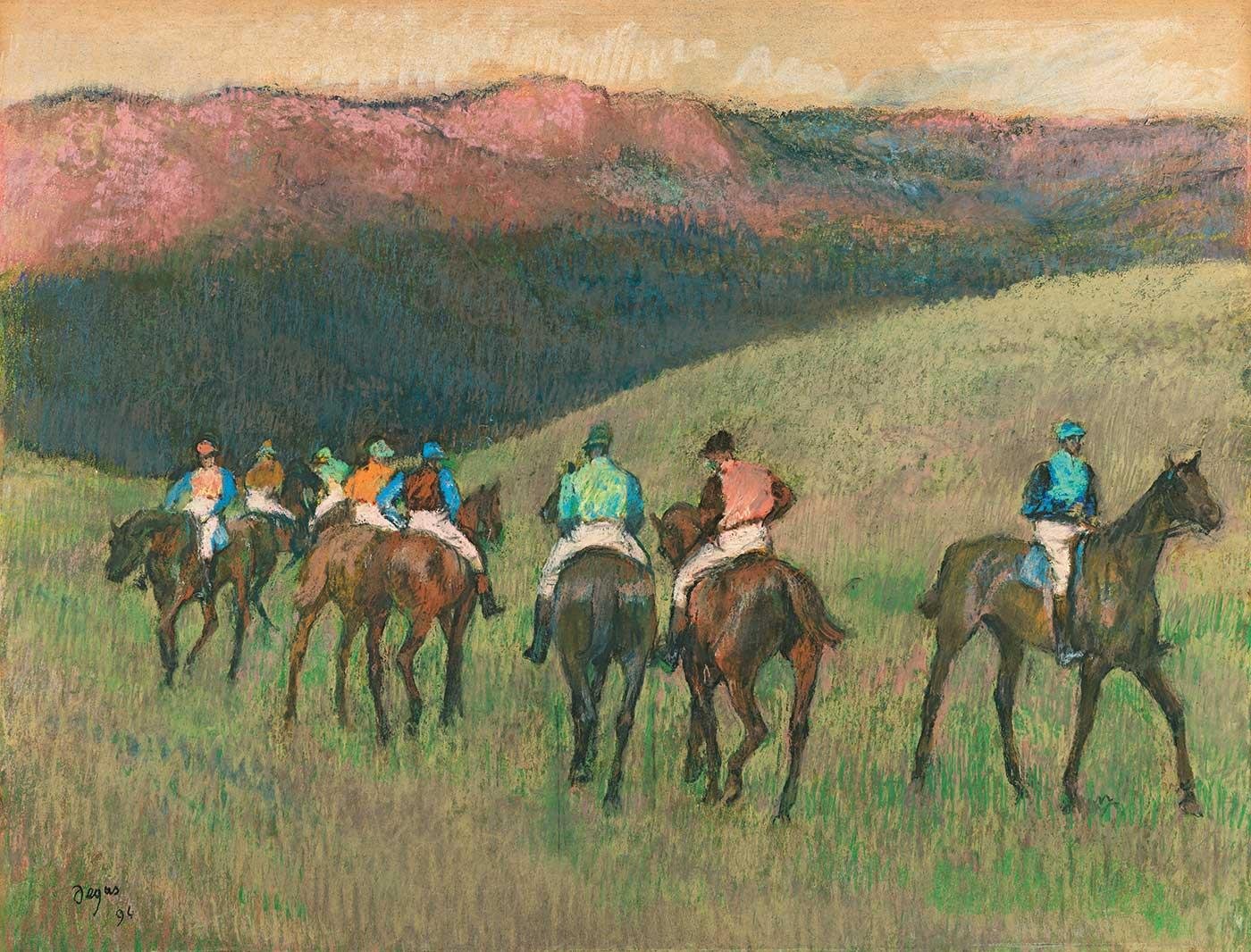 Edgar Degas Racehorses in a Landscape Art Print