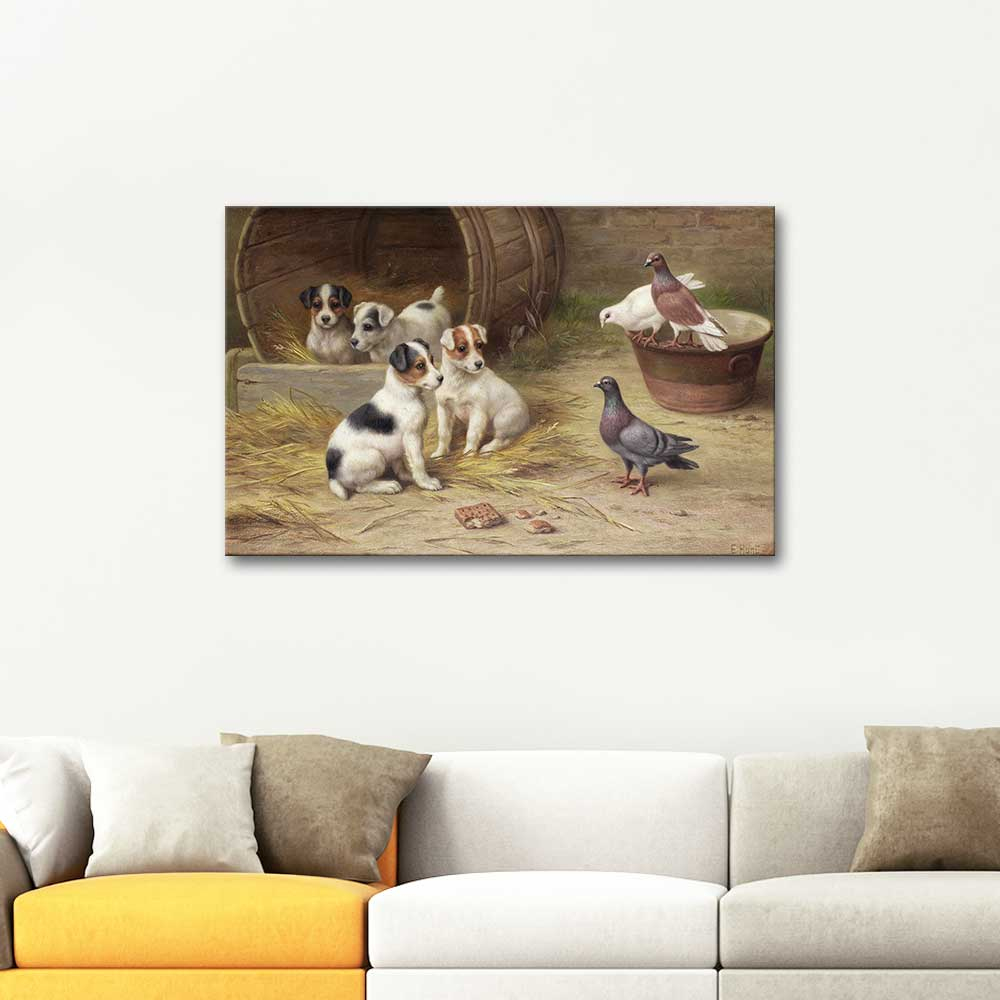 Edgar Hunt Puppies Art Print