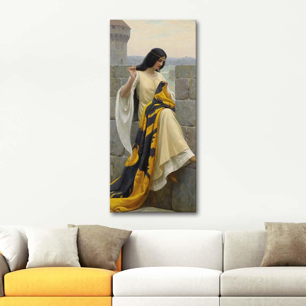 Edmund Blair Leighton Stitching The Standard Art Print