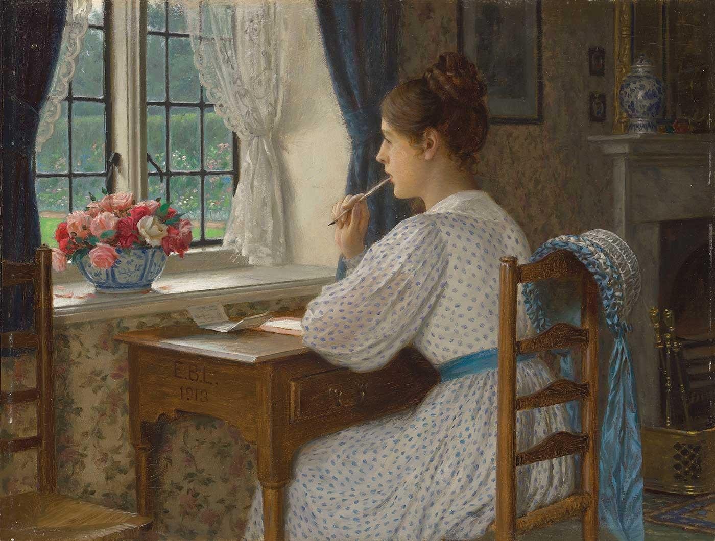 Edmund Blair Leighton Boş Düşünceler Kanvas Tablo