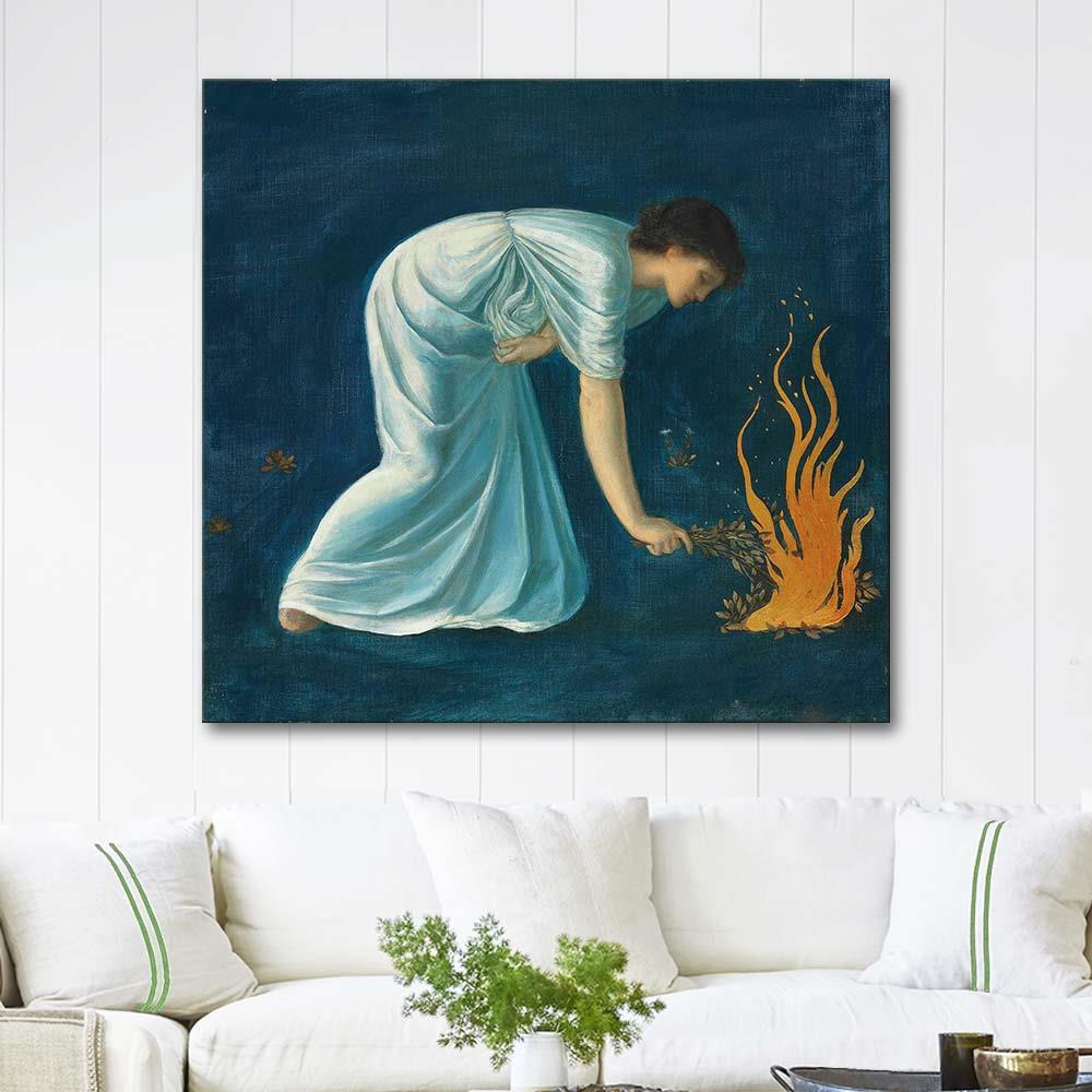 Edward Burne Jones Hero Lighting the Beacon for Leander Art Print