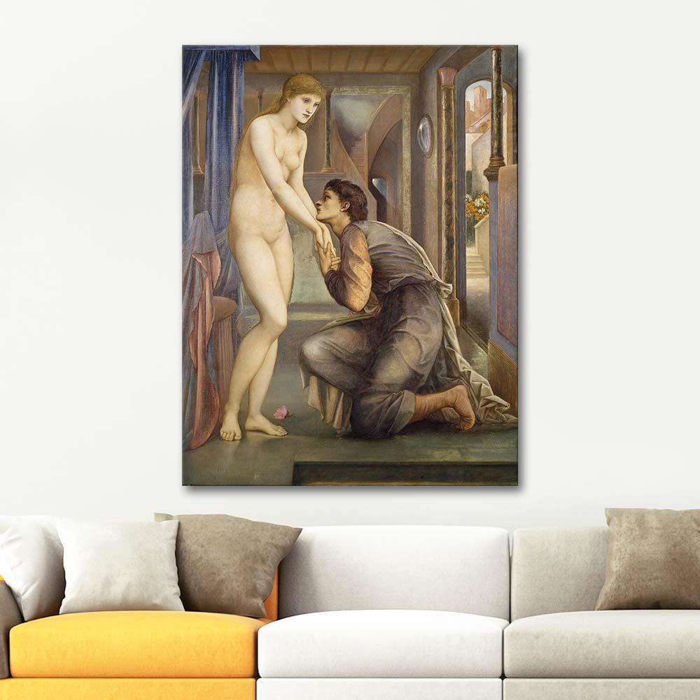 Edward Burne Jones Pygmalion Serisi Ruhun Ulaşması Kanvas Tablo