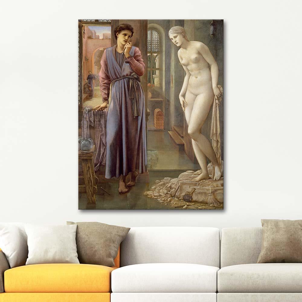 Edward Burne Jones Pygmalion Serisi Heykelin Bitişi Kanvas Tablo