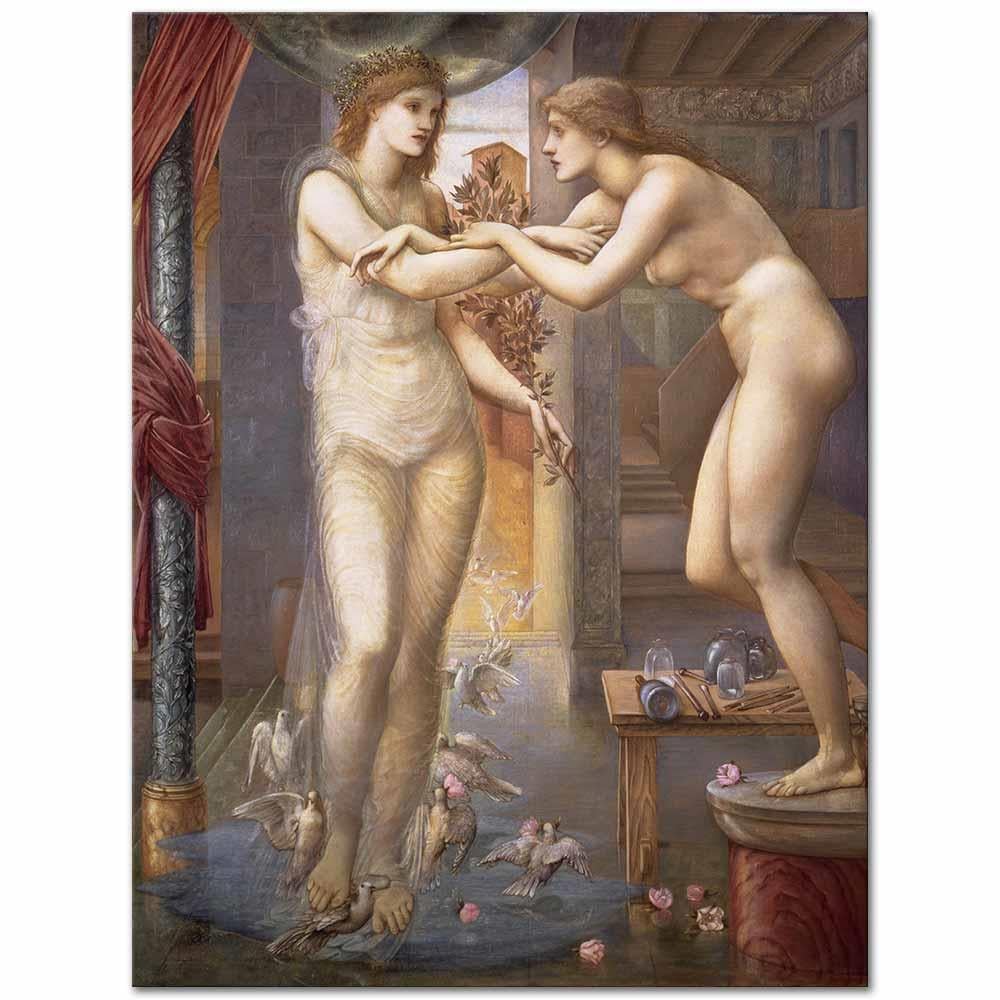 Edward Burne Jones Pygmalion Serisi Afrodit Heykele Hayat Verirken Kanvas Tablo