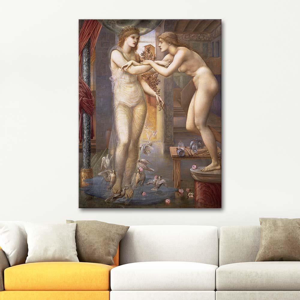 Edward Burne Jones Pygmalion Serisi Afrodit Heykele Hayat Verirken Kanvas Tablo