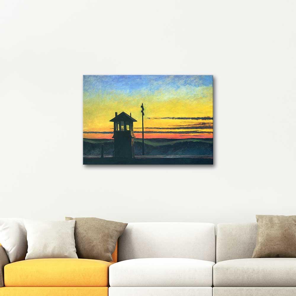 Edward Hopper Demiryolunda Gün Batımı Kanvas Tablo