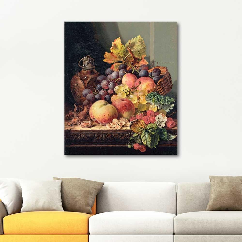 Edward Ladell Fındıklar Üzümler Şeftaliler Ahududular ve Erikler Kanvas Tablo