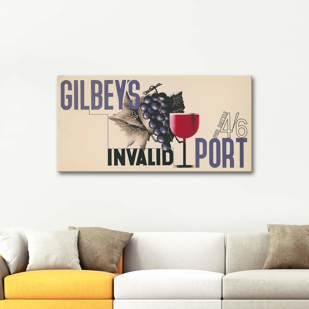 Edward McKnight Kauffer Gilbey's Invalid Port Kanvas Tablo
