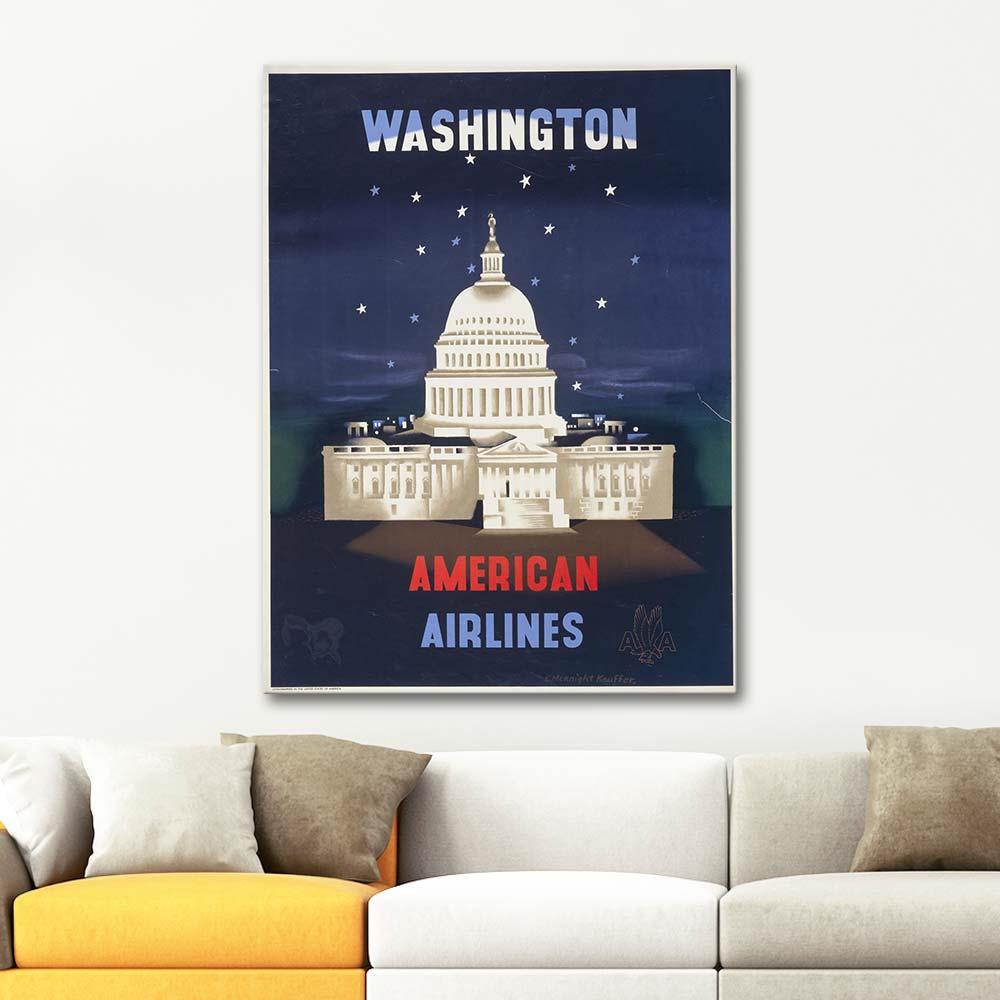 Edward McKnight Kauffer Washington American Airlines Art Print