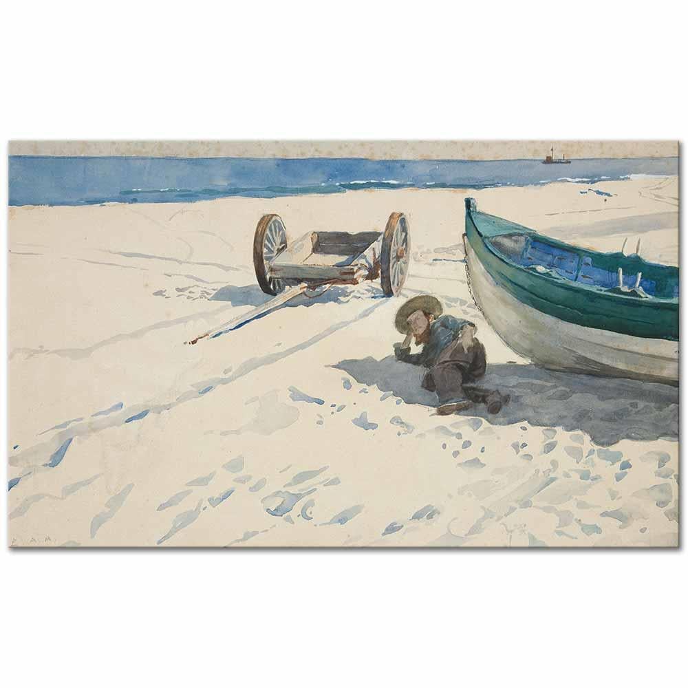 Edwin Austin Abbey Sahilde Sandal Gölgesinde Dinlenen Adam Kanvas Tablo
