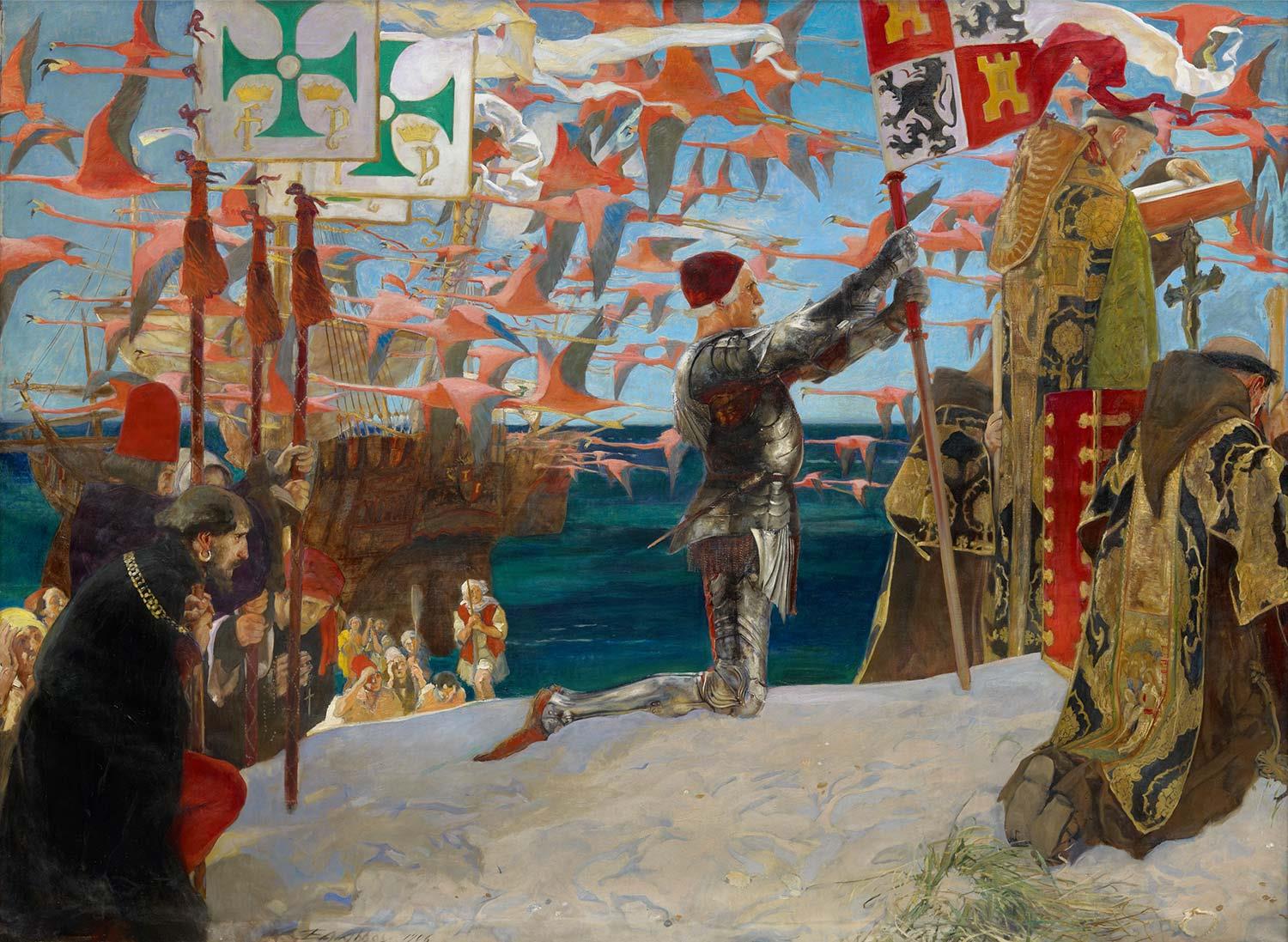 Edwin Austin Abbey Kristof Kolomb Yeni Dünya'da Kanvas Tablo