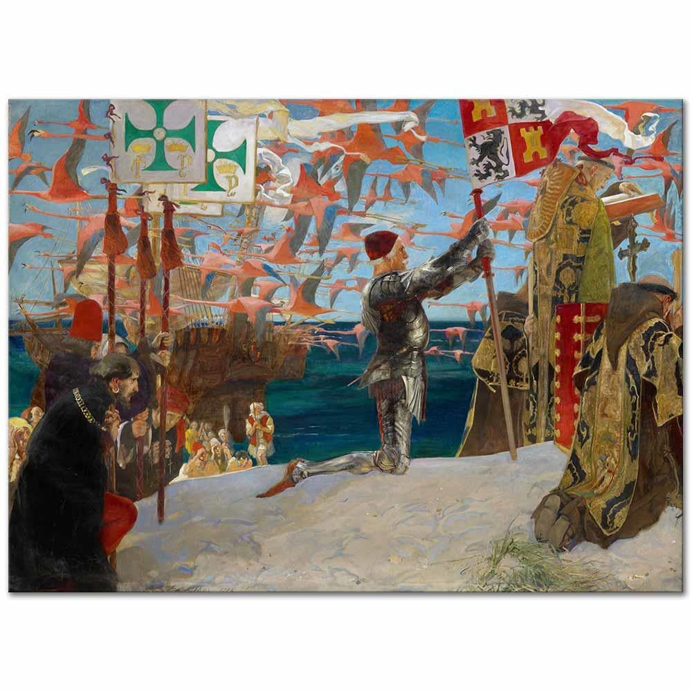 Edwin Austin Abbey Kristof Kolomb Yeni Dünya'da Kanvas Tablo