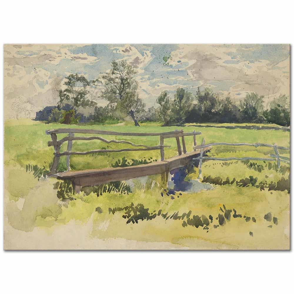 Landscape, Marsh and Bridge by Edwin Austin Abbey