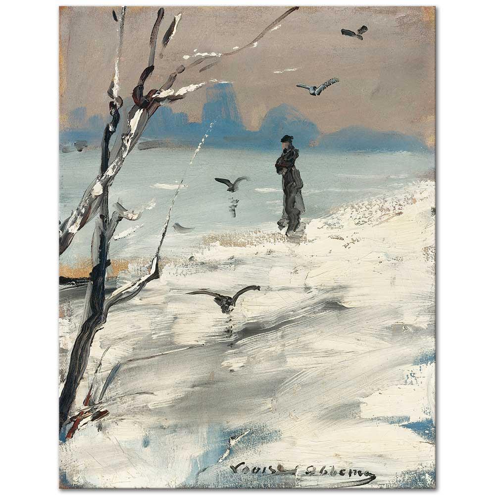 Elegant Woman on a Winters Walk by Louise Abbema as Art Print