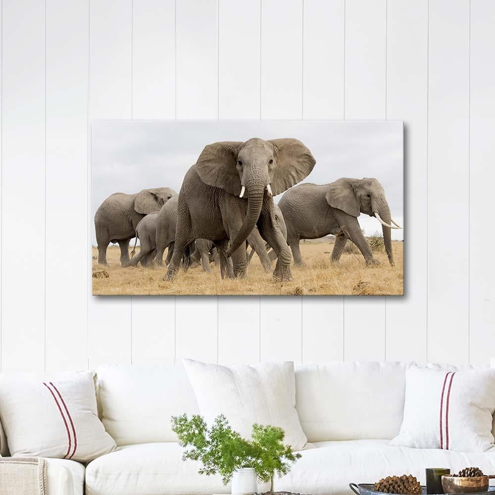 Elephants On African Safari as Art Print