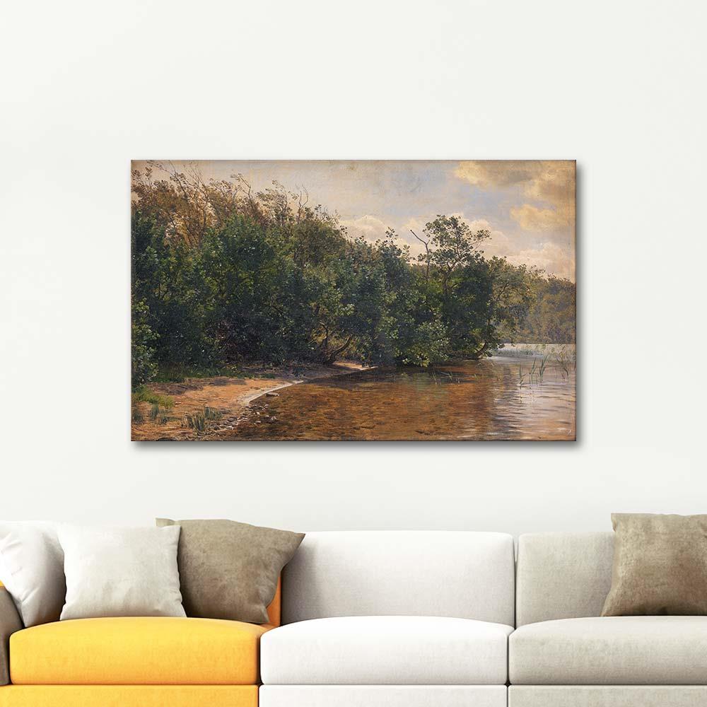 Ellebuske By Almind Lake by Janus La Cour as Art Print